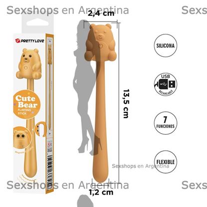 Varita Flirteo Oso Lindo - 7 Modos, Recargable y Suave